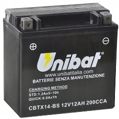 Аккумулятор UNIBAT CBTX14-BS(YTX14-BS)