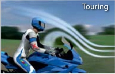 Направление воздушного потока при установке на спортивный мотоцикл стекла MRA Touring